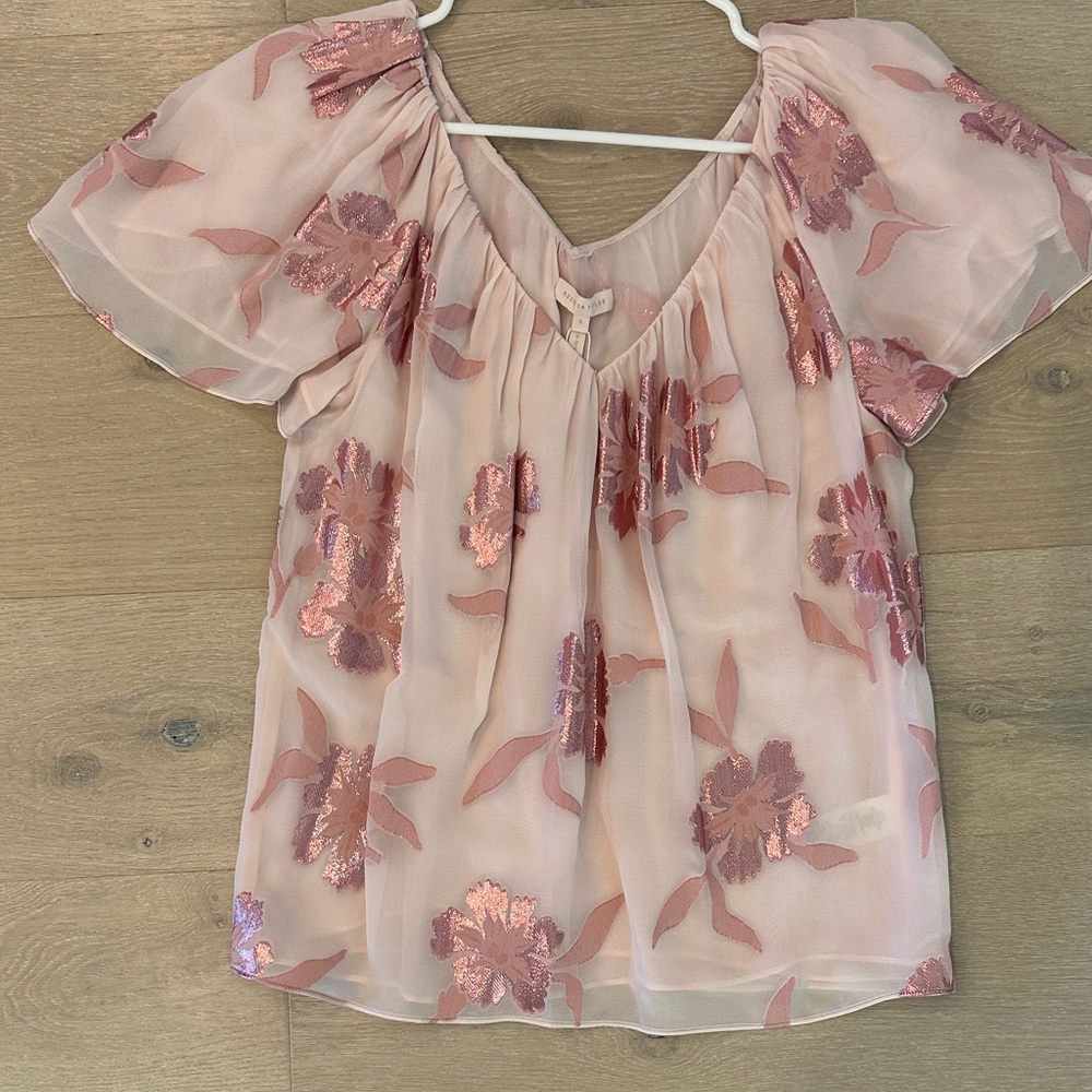 Rebecca Taylor Blush Pink Floral Blouse